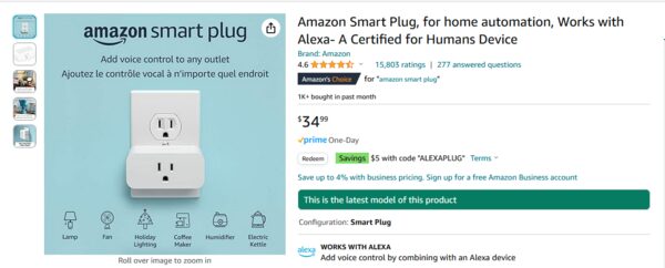 Smart Plug, for home automation, Works with Alexa - A Certified for  Humans Device