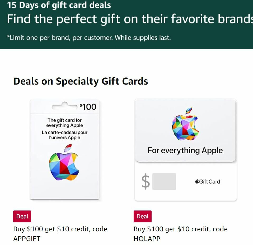 Apple Gift Card Deal Dec. 2021: Buy $100 Card, Get $10  Credit •  iPhone in Canada Blog