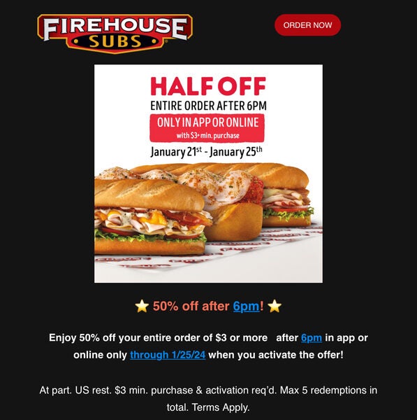 Firehouse Subs 50 off Firehouse subs after 7pm Page 9