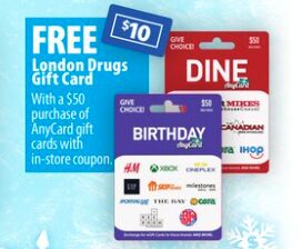 Spend $50 before taxes and get a $20 London Drugs Gift Card - Canoo