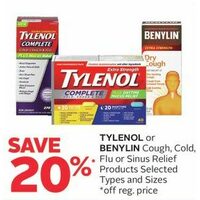 Tylenol or Benylin Cough, Cold Flu or Sinus Relief Products 