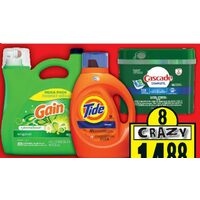 Tide or Gain Laundry Detergent, Downy Fabric Softener, Cascade Dishwasher Detergent