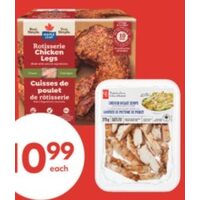 PC Fully Cooked Chicken Breast Strips, Maple Leaf Rotisserie Chicken Legs or Schneiders Pepperettes