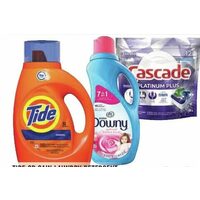 Tide or Gain Laundry Detergent, Downy Fabric Softener, Bounce Sheets, Cascade Dishwasher Detergent, Bounty Paper Towels or Charmin Bathroom Tissue