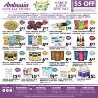 Ambrosia Natural Foods - March Super Specials Flyer