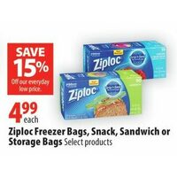 Ziploc Freezer Bags, Snack, Sandwich or Storage Bags