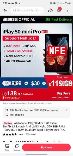 [Aliexpress] Alldocube iPlay50 Mini PRO NFE Tablet - 8.4