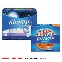 Always Pads, Liners or Tampons or Tampax Tampons