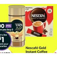 Nescafe Gold Instant Coffee, Sweet & Creamy or Nescafe Taster's Choice