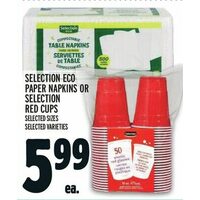 Selection Eco Paper Napkins or Selection Red Cups