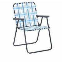 StyleWell Cains Vintage Folding Strap Conversation Patio Chair in Blue