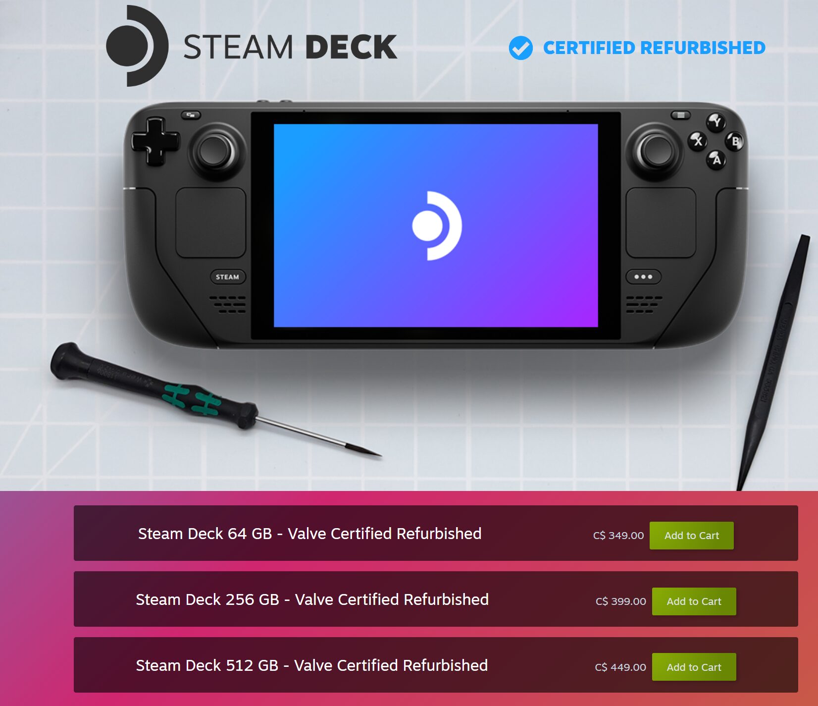 STEAM] Steam certified refurbished LCD Steam Deck 64/256/512