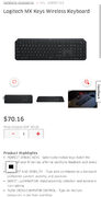 Logitech MX Keys Wireless Keyboard 70,16$ - Local store