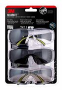 3M Pro SecureFit 400 Eye Protection Safety Glasses, Anti-fog, 3 Pairs $10.99