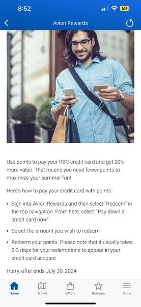 [Royal Bank] RBC AVION 20% more value if you pay your card balance with ...