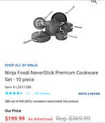 Ninja Foodi NeverStick Premium Cookware Set - 10 piece $199.99 (46% off)