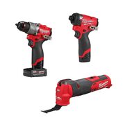 Milwaukee Tool M12 FUEL 12V Li-Ion Brushless Cordless Hammer Drill, Impact Driver, Multi-Tool Combo Kit (3-Tool) ($298)