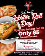 Thornhill - Nov 12. $5 lobster rolls. Takeout only @ Lobster Boil Seafood House