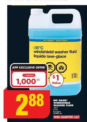 [No Frills] No Name Windshield Washer Fluid 3.78L $2.88 + 1000 PCO