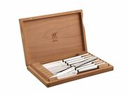 ZWILLING Premium Set of 8 Stainless German Steel Serrated Steak Knife Set with Wood Box - $53.82