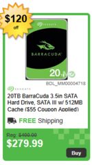 Seagate 20TB Barracuda for $279.99