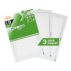 HDX 16x25x1 Air Filter, Household Allergens, Pleated, MERV 8, MPR 700 (3-Pack), now 9.97