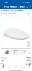 VOVO Nature 7 Non-Electric Elongated Bidet Toilet Seat $69.99