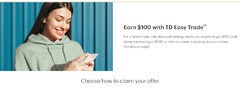 TD Easy Trade: $100 Award to keep $500 for ~181 days. Existing & New clients.