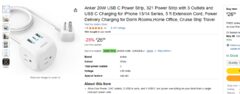 Anker 3 AC outlets, 2 USB-A ports, and 1 USB-C 20W Compact Power Strip $22.94 after coupon or $14.68 (used) 5 ft cord