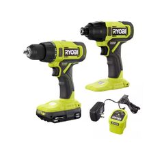 RYOBI 18V ONE+ 1/2 in. Drill/Driver + 1/4 in. Impact Driver Kit +1.5 Ah Battery + Charger $98