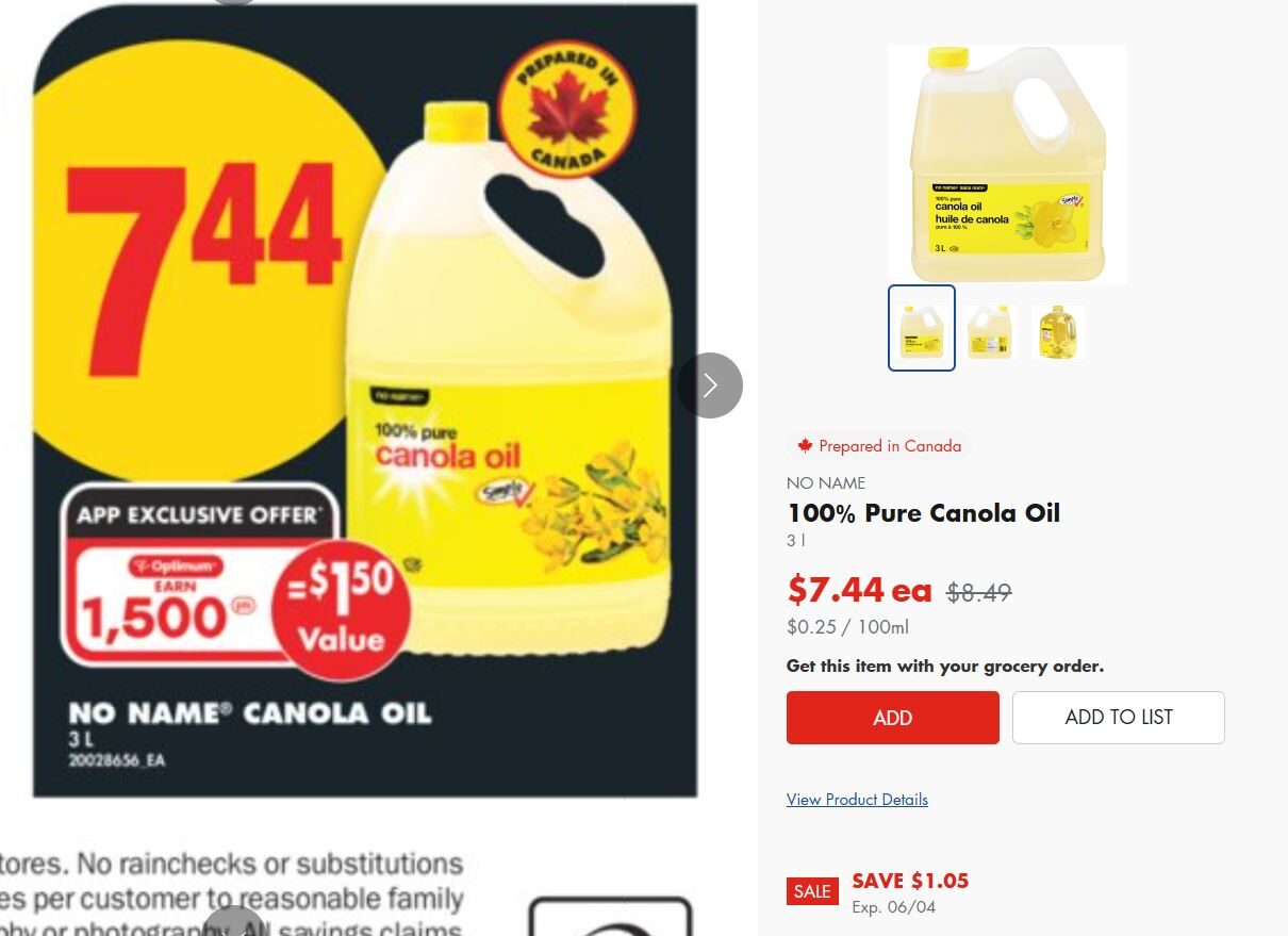 [No Frills] [EAST] Vegetable and Canola Oil 3L | [WEST] Canola Oil 3L ...
