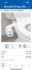 Brondell Omigo Element+ Non-Electric Warm Water Bidet $59.99