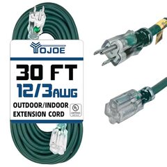 Indoor Outdoor Extension Cord/Lighted End, 15A Weatherproof 12 Gauge HD 30 ft- $21.19 (49% off)
