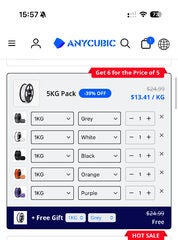 Anycubic PETG Filament 6 for the price of 5 pack($67.07 for 6 spools)