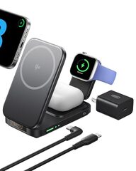 INIU 3 in 1 Qi2 Certified 15W Wireless MagSafe Charging Station For iPhone and Samsung