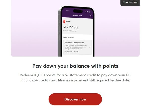 [PC Financial] PC Optimum Points - Redeem for PC Mastercard statement ...