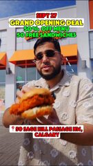 Calgary 50 Sage Hill Passage NW grand opening 50% menu discount - free sandwich 1st 50 Saturday September 27