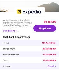 [Rakuten] 12% Cashback on Hotels at Expedia.ca today