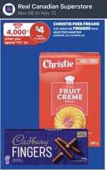 Cadbury Fingers 3 for $4.49/ea + $4 PCO + $2.50 Checkout51 = $2.32/ea (or $1.99 with PM)