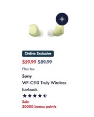 SONY WF-C510 Wireless Earbuds $39.99 (after 20k PC points)