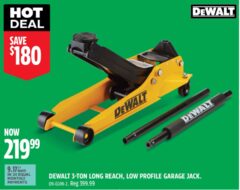DEWALT - 3 Ton Long Reach, Low Profile Garage Jack | $219.99 ($399.99)