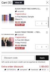 Fragnance Buy (BOGO 25% Off + $5 off + Free Sample + Mystery Gift)