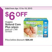 Huggies Natural Care Plus Wipes - $20.49 ($6.00 Off)
