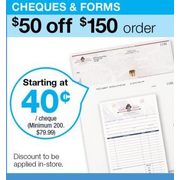 Cheques & Forms  - Starting $0.40 ($50.00 off)
