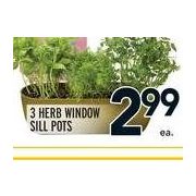 3 Herb Window Sill Pots  - $2.99