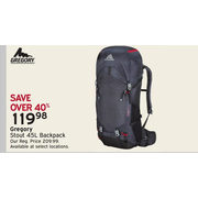 Gregory Stout 45L Backpack - $119.98 (40% off)