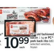 PC Old Fashioned Bacon Or PC Pork Back Ribs - $10.99
