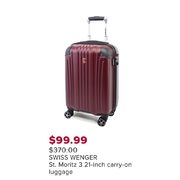 Swiss Wenger St. Mortiz 3 21-Inch Carry-On Luggage - $99.99