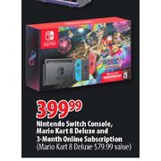 Nintendo Switch Console, Mario Kart 8 Deluxe And 3-Month Online Subscription - $399.99