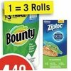 Bounty Paper Towels, Dawn Dish Soap or Ziploc Food Storage Bags - $4.49